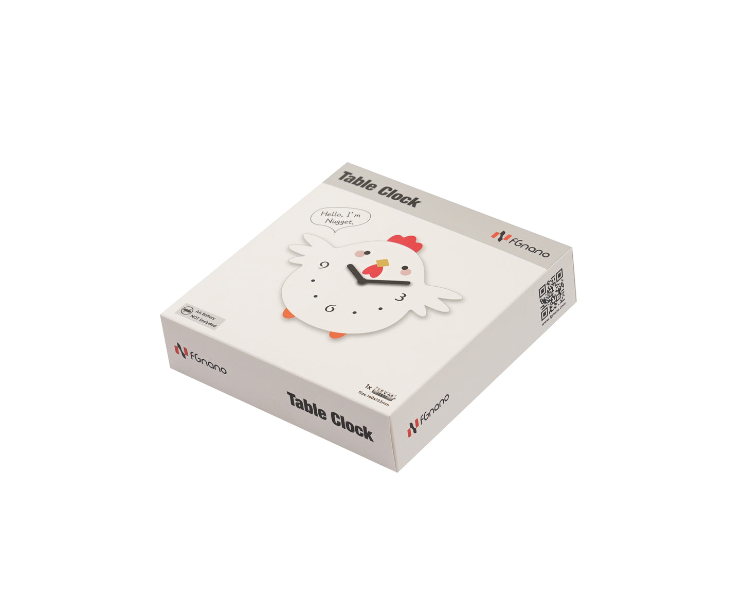 "Nugget" - FGnano Adorable Baby Chick Shaped Clock, Cartoon Style, Acrylic, White Gift Box