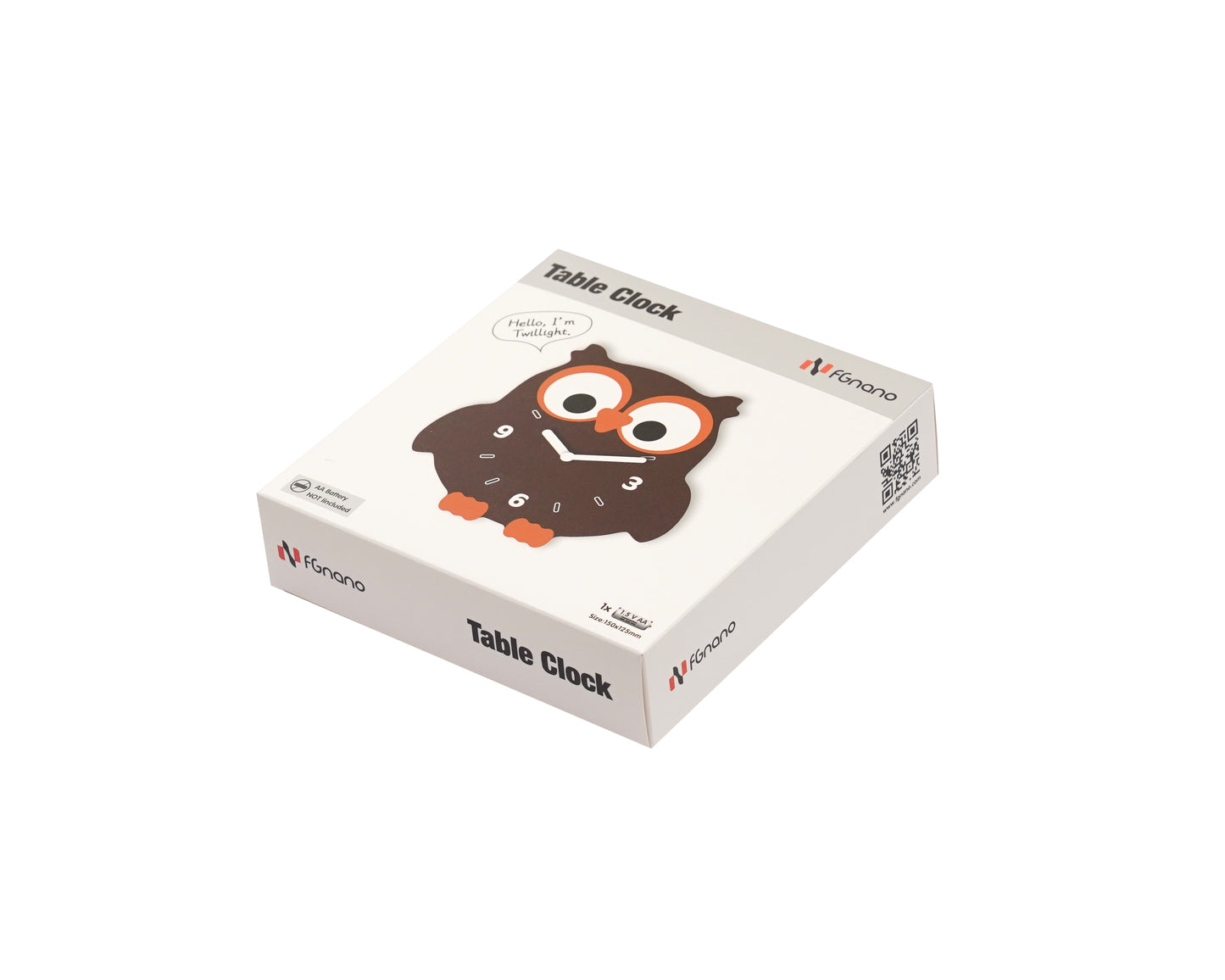 "Twilight" - Charming Owl Shaped Table Clock, Cartoon Style, Brown, Acrylic, 5.9'x5.7'x1.4', White Gift Box