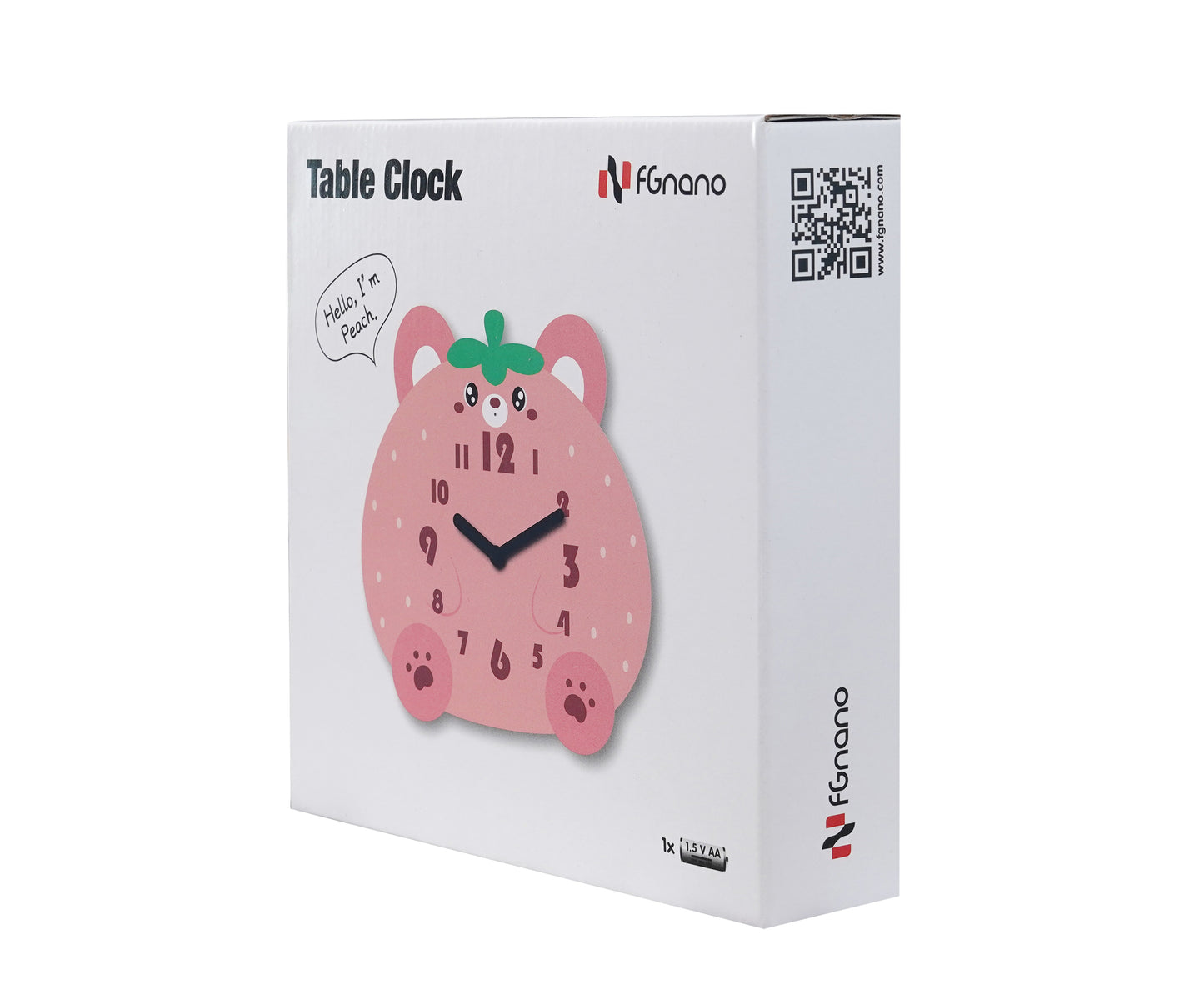 "Peach" - Adorable Piggy Shaped Cartoon Table Clock, Pink, Acrylic, 5.9"x5.7x'1.4", w/White Gift Box