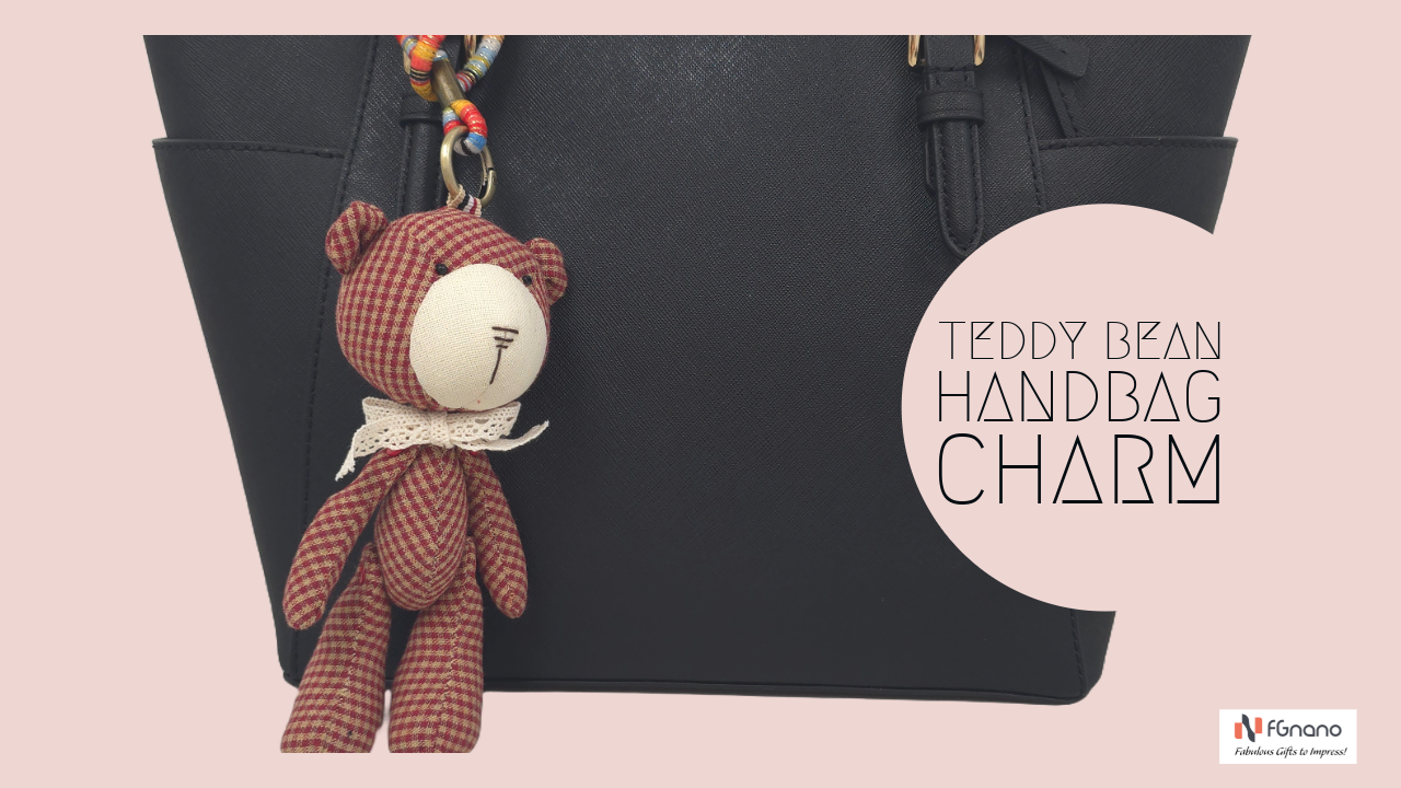 Teddy Bean - Exquisite Handmade Teddy Bear Doll with white scarf, 100% Premium Cotton, 7" Mini Companion with Colorful hanging Loop, Bag Charm, Unique Gift for fashion & Collectors