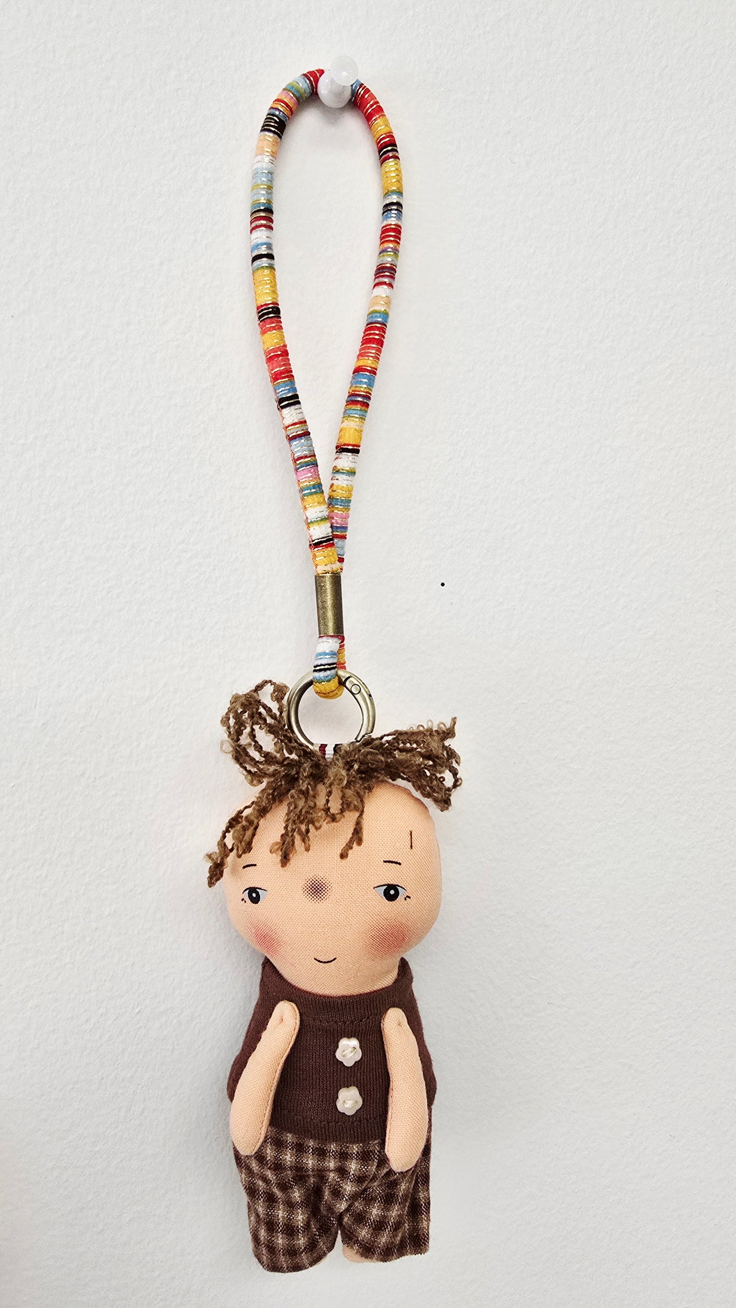 Theo Handmade Cotton Bag Charm – Cute Boy Keychain, Stylish Purse & Backpack Accessory, Great Gift for Women, Girls & Teens