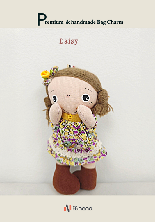 Daisy Handmade Cotton Bag Charm - Cute Girl Key Chain, Stylish Purse & Backpak Pendant & Accessory, Perfect Gift for Women, Girl & Her