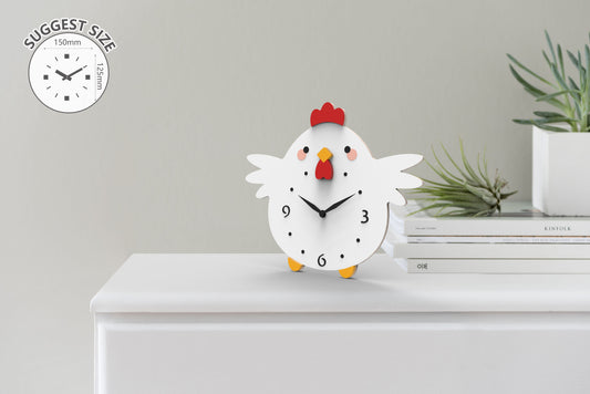 "Nugget" - FGnano Adorable Baby Chick Shaped Clock, Cartoon Style, Acrylic, White Gift Box