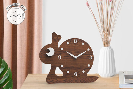 "Quiliam" - Playful Snail Shaped Table Clock, Cartoon Style, Warm Brown, Arcylic, 5.9'x4.9'x1.4', Clock Gift Box