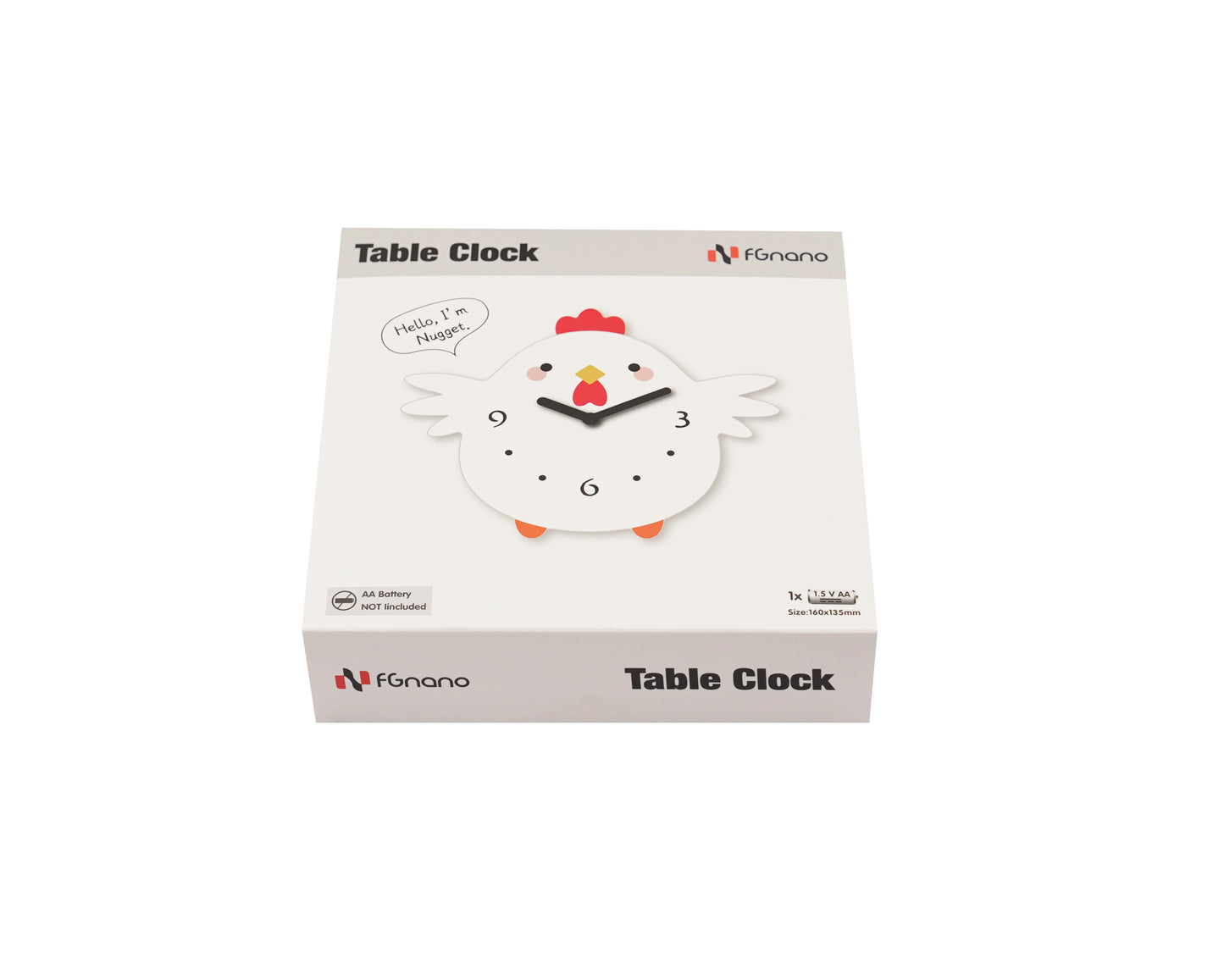 "Nugget" - FGnano Adorable Baby Chick Shaped Clock, Cartoon Style, Acrylic, White Gift Box