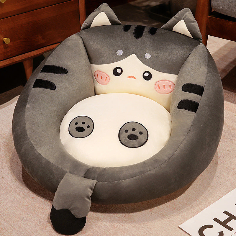 Kitty Hug - A Cuddly Mini Sofa Chair with a Cozy Heart! (19.7" x 21.7" x 13.8") | Adorable Dark Gray Cat-Shaped Lounge Chair with Cozy Corduroy & Fluffy PP Cotton | Playful, Cuddly & Full of Charm!