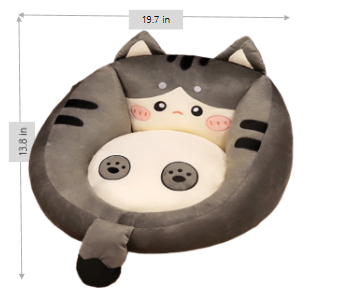 Kitty Hug - A Cuddly Mini Sofa Chair with a Cozy Heart! (19.7" x 21.7" x 13.8") | Adorable Dark Gray Cat-Shaped Lounge Chair with Cozy Corduroy & Fluffy PP Cotton | Playful, Cuddly & Full of Charm!