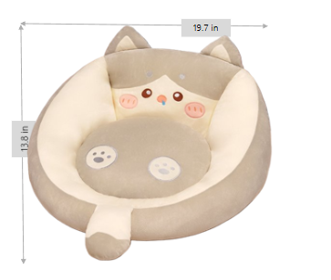 Sleepy Meow - A Cuddly Mini Sofa Chair with a Cozy Heart! (19.7" x 21.7" x 13.8") | Adorable Gray Cat Lounge Chair with Cozy Corduroy & Fluffy PP Cotton | Playful, Cuddly & Full of Charm!