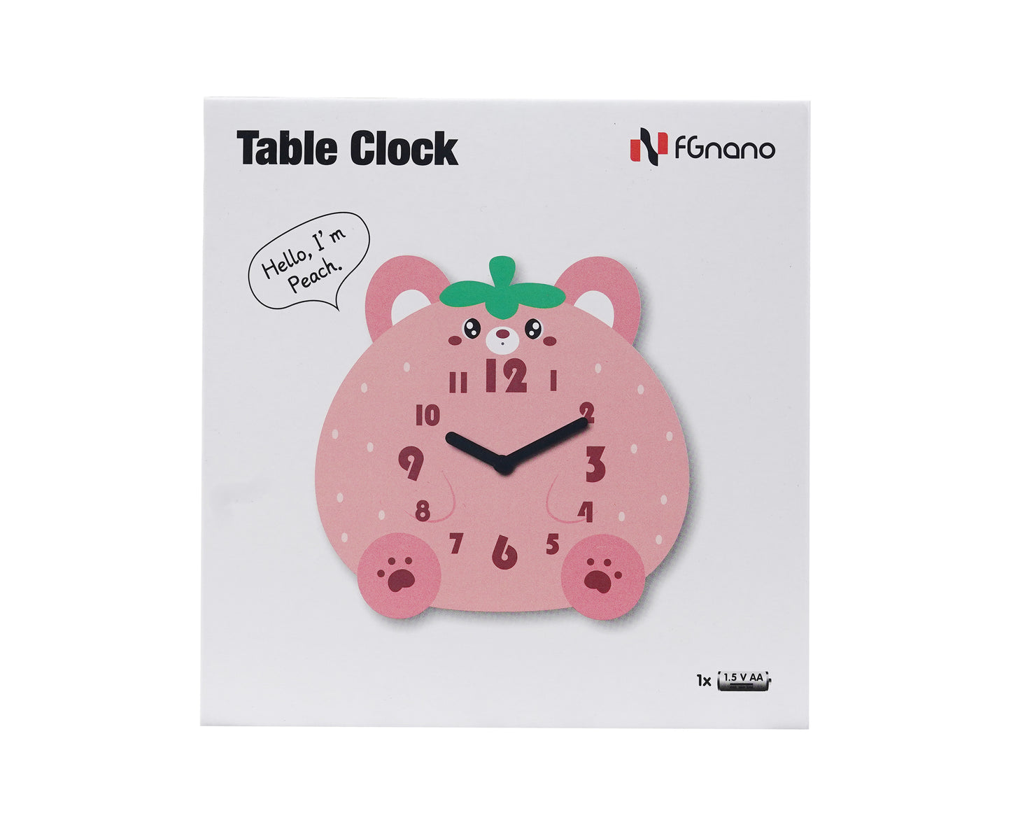 "Peach" - Adorable Piggy Shaped Cartoon Table Clock, Pink, Acrylic, 5.9"x5.7x'1.4", w/White Gift Box