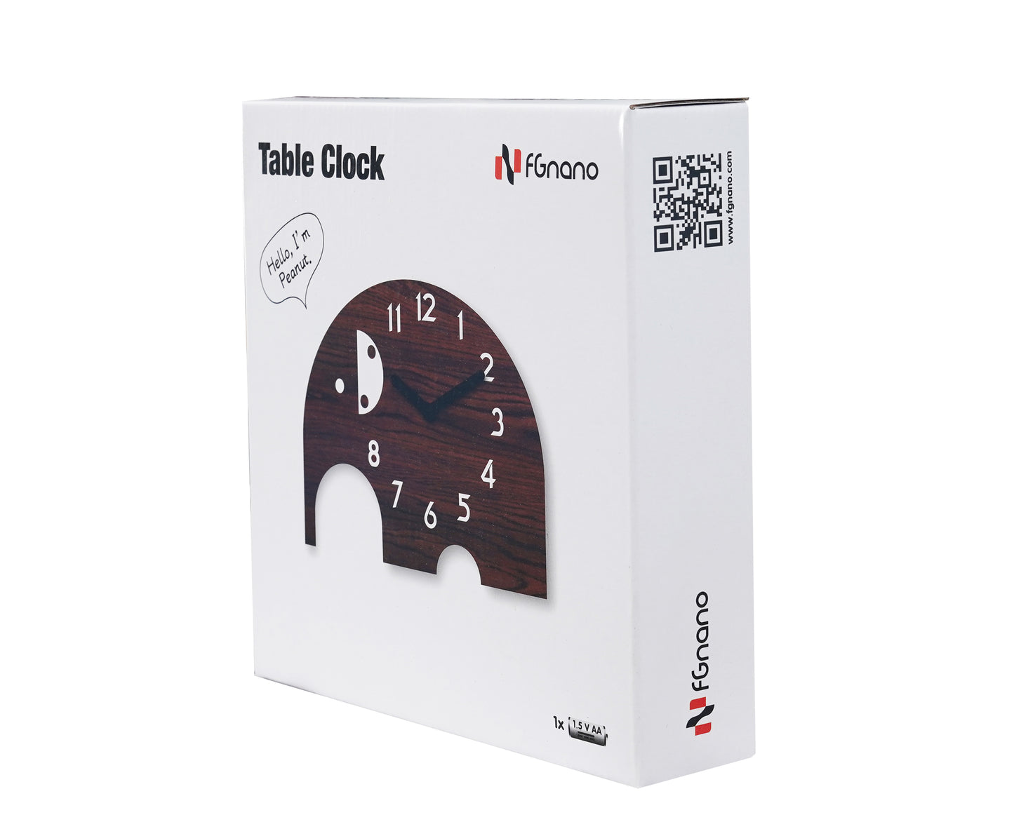 "Peanut" Playful Elephant Shaped Cartoon Table Clock, Brown, Acrylic, 5.9"x4.5"x1.4", w/White Gift Box