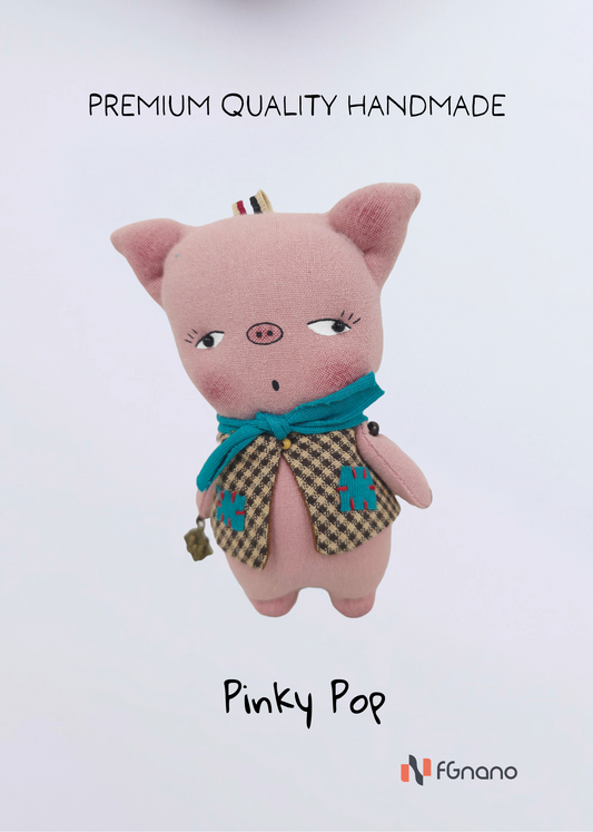 Pinky Pop Pig Bag Charm – Handmade Keychain with Gift Box & Striped Dress, 4.5"x3" – Cute Purse & Backpack Accessory, Fun Gift for Pig Lovers & Teens