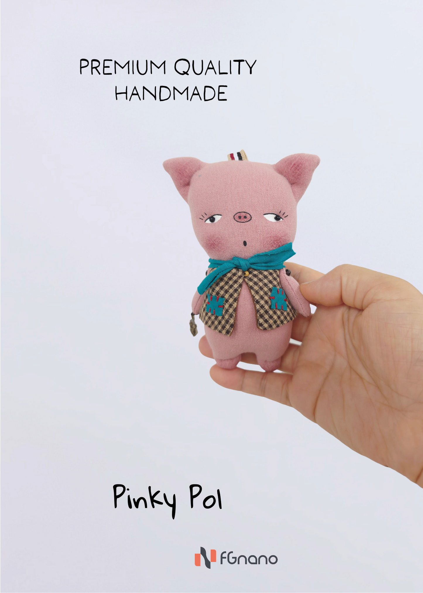 Pinky Pop Pig Bag Charm – Handmade Keychain with Gift Box & Striped Dress, 4.5"x3" – Cute Purse & Backpack Accessory, Fun Gift for Pig Lovers & Teens