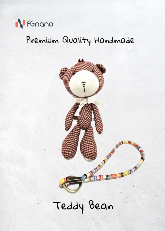 Teddy Bean - Exquisite Handmade Teddy Bear Doll with white scarf, 100% Premium Cotton, 7" Mini Companion with Colorful hanging Loop, Bag Charm, Unique Gift for fashion & Collectors