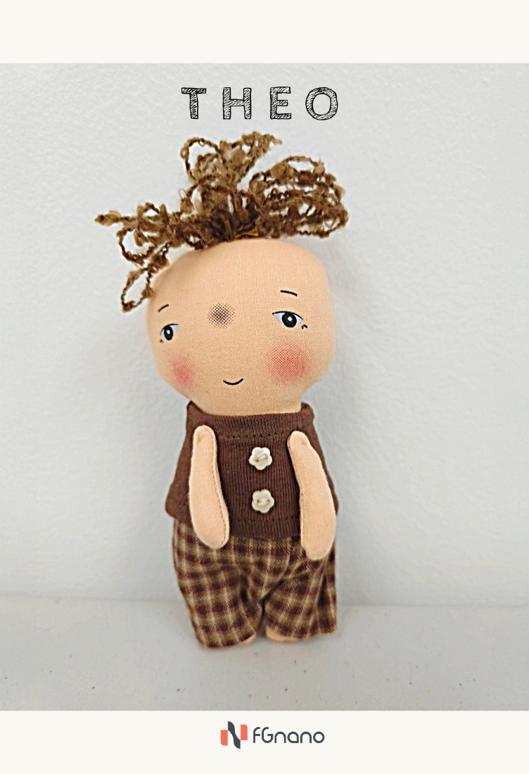 Theo Handmade Cotton Bag Charm – Cute Boy Keychain, Stylish Purse & Backpack Accessory, Great Gift for Women, Girls & Teens